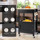 NNECW Kitchen Island Cart with 4 Flexible Universal Wheels Black