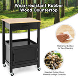 NNECW Kitchen Island Cart with 4 Flexible Universal Wheels Black