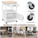 NNECW Kitchen Island Cart with 4 Flexible Universal Wheels White