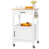 NNECW Kitchen Island Cart with 4 Flexible Universal Wheels White