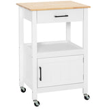 NNECW Kitchen Island Cart with 4 Flexible Universal Wheels White