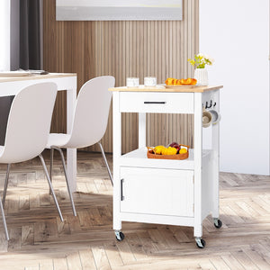 NNECW Kitchen Island Cart with 4 Flexible Universal Wheels White