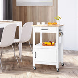 NNECW Kitchen Island Cart with 4 Flexible Universal Wheels White