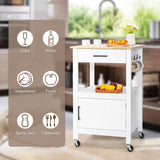 NNECW Kitchen Island Cart with 4 Flexible Universal Wheels White