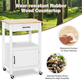 NNECW Kitchen Island Cart with 4 Flexible Universal Wheels White