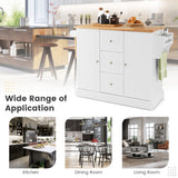 NNECW Large Mobile Kitchen Island Cart with Adjustable Shelves for Kitchen/Dinning Room-White