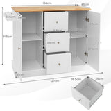 NNECW Large Mobile Kitchen Island Cart with Adjustable Shelves for Kitchen/Dinning Room-White