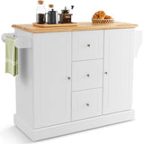 NNECW Large Mobile Kitchen Island Cart with Adjustable Shelves for Kitchen/Dinning Room-White