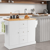 NNECW Large Mobile Kitchen Island Cart with Adjustable Shelves for Kitchen/Dinning Room-White