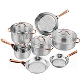 NNECW 11-Piece Kitchen Cookware Set with Steam Vent & Handles