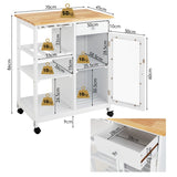 NNECW Kitchen Storage Trolley on Wheels with Wine Rack
