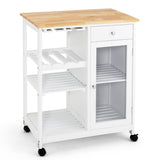 NNECW Kitchen Storage Trolley on Wheels with Wine Rack