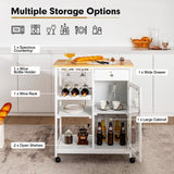 NNECW Kitchen Storage Trolley on Wheels with Wine Rack