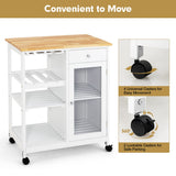 NNECW Kitchen Storage Trolley on Wheels with Wine Rack