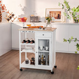NNECW Kitchen Storage Trolley on Wheels with Wine Rack