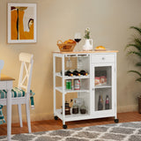 NNECW Kitchen Storage Trolley on Wheels with Wine Rack