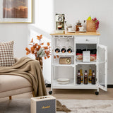 NNECW Kitchen Storage Trolley on Wheels with Wine Rack