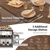 NNECW 4-Person 3 Pieces Dining Table Set with 2 Benches & Wine Rack