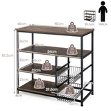 NNECW 4-Tier Kitchen Bakers Rack with Storage Cabinet for Kitchen