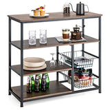 NNECW 4-Tier Kitchen Bakers Rack with Storage Cabinet for Kitchen