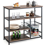 NNECW 4-Tier Kitchen Bakers Rack with Storage Cabinet for Kitchen