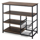 NNECW 4-Tier Kitchen Bakers Rack with Storage Cabinet for Kitchen