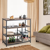 NNECW 4-Tier Kitchen Bakers Rack with Storage Cabinet for Kitchen