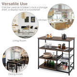 NNECW 4-Tier Kitchen Bakers Rack with Storage Cabinet for Kitchen