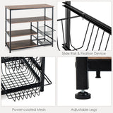 NNECW 4-Tier Kitchen Bakers Rack with Storage Cabinet for Kitchen