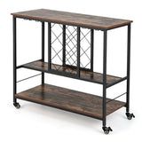 NNECW 3-Tier Bar Cart with Lockable Wheels Metal Wine Trolley for Home Kitchen Dining Room