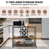NNECW 3-Tier Bar Cart with Lockable Wheels Metal Wine Trolley for Home Kitchen Dining Room