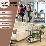 NNECW 3-Tier Bar Cart with Lockable Wheels Metal Wine Trolley for Home Kitchen Dining Room