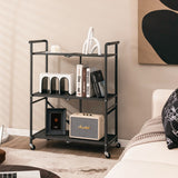 NNECW 3-Tier Foldable Kitchen Cart with 4 Wheels