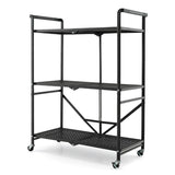 NNECW 3-Tier Foldable Kitchen Cart with 4 Wheels