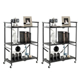 NNECW 3-Tier Foldable Kitchen Cart with 4 Wheels