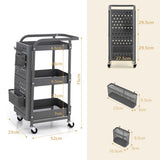 NNECW Kitchen Storage Trolley Cart with 3-Tier Shelves-Grey