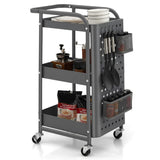 NNECW Kitchen Storage Trolley Cart with 3-Tier Shelves-Grey