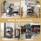 NNECW Kitchen Storage Trolley Cart with 3-Tier Shelves-Grey
