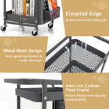 NNECW Kitchen Storage Trolley Cart with 3-Tier Shelves-Grey