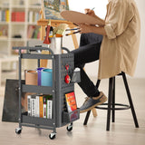 NNECW Kitchen Storage Trolley Cart with 3-Tier Shelves-Grey
