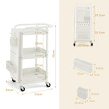 NNECW Kitchen Storage Trolley Cart with 3-Tier Shelves-White