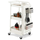 NNECW Kitchen Storage Trolley Cart with 3-Tier Shelves-White