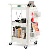 NNECW Kitchen Storage Trolley Cart with 3-Tier Shelves-White