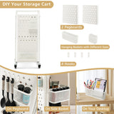 NNECW Kitchen Storage Trolley Cart with 3-Tier Shelves-White