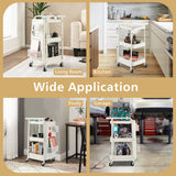 NNECW Kitchen Storage Trolley Cart with 3-Tier Shelves-White