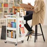 NNECW Kitchen Storage Trolley Cart with 3-Tier Shelves-White