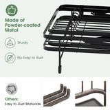 NNECW 2-Tier Metal Dish Drainer with Utensil Holder and Removable Drip Tray for Kitchen