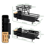 NNECW 2-Tier Metal Dish Drainer with Utensil Holder and Removable Drip Tray for Kitchen