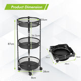 NNECW 3-Tier Folding Kitchen Trolley Cart with Baskets