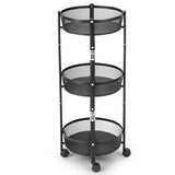 NNECW 3-Tier Folding Kitchen Trolley Cart with Baskets